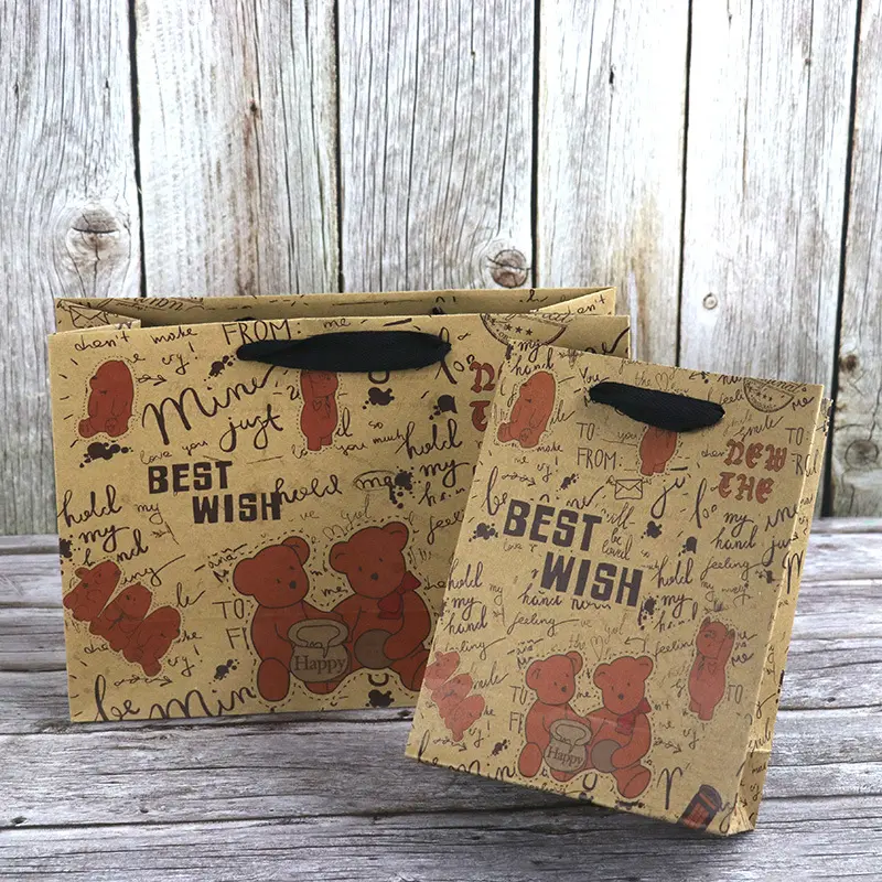 Cartoon Brown Kraft Paper Shopping Bag (8)